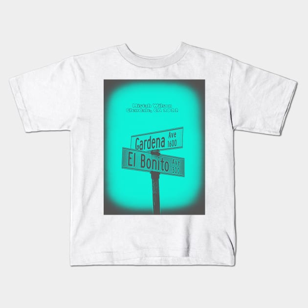 Gardena Avenue & El Bonito Avenue PIXY, Glendale, California by Mistah Wilson Kids T-Shirt by MistahWilson